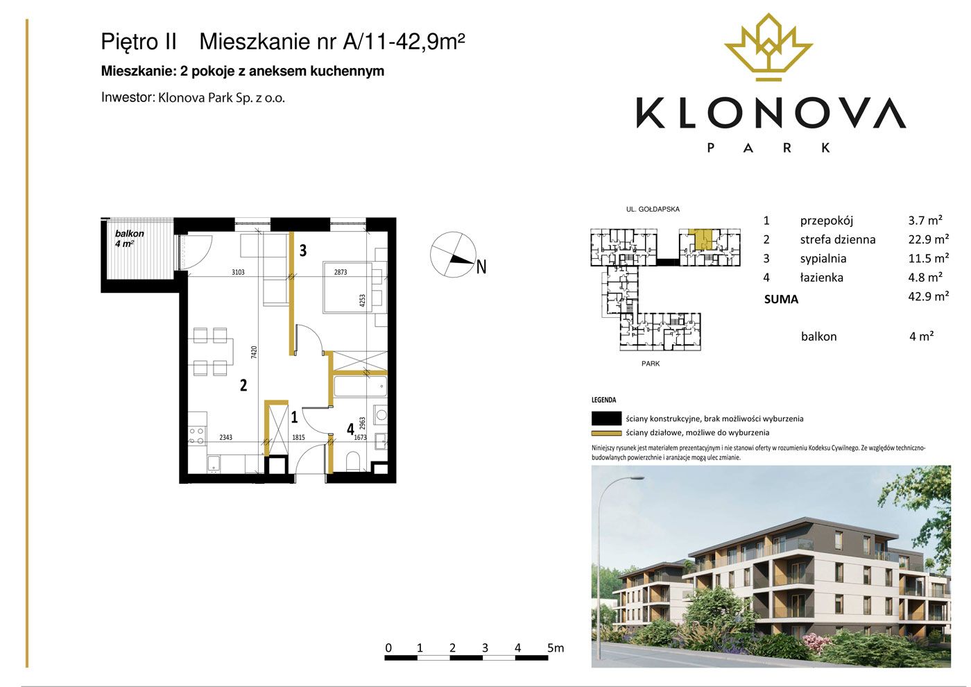 Apartamenty Klonova Park - Plan mieszkania A/11