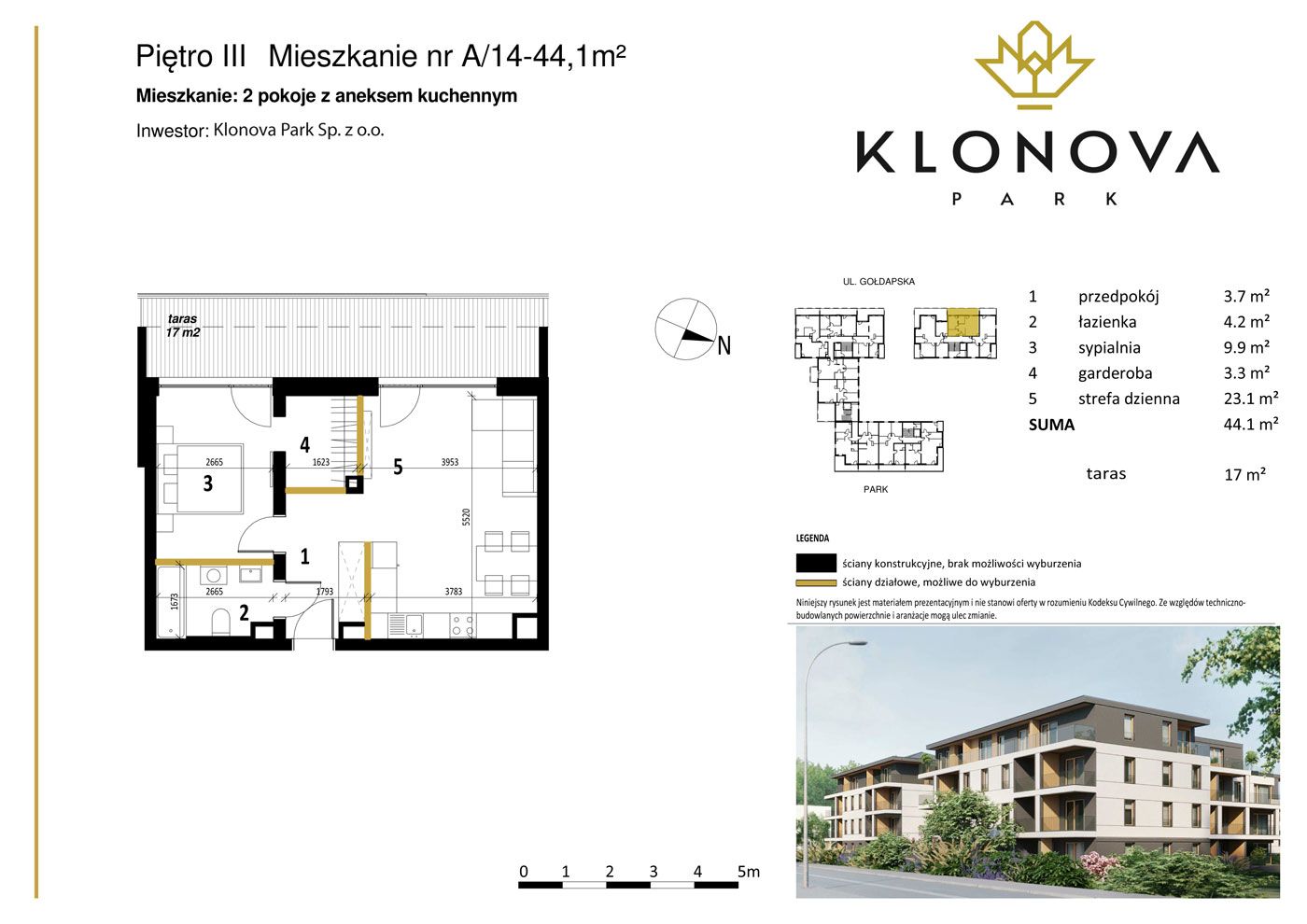 Apartamenty Klonova Park - Plan mieszkania A/14