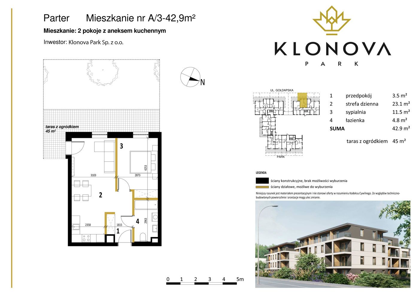 Apartamenty Klonova Park - Plan mieszkania A/3