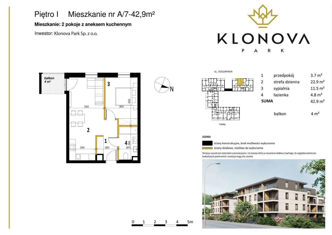 Apartamenty Klonova Park - Plan mieszkania A/7