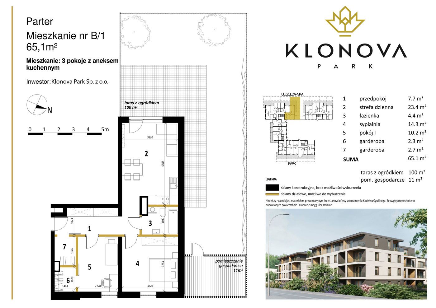 Apartamenty Klonova Park - Plan mieszkania B/1