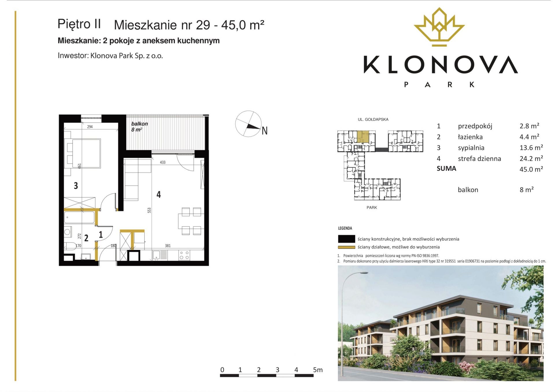 Apartamenty Klonova Park - Plan mieszkania 29 "pod klucz"