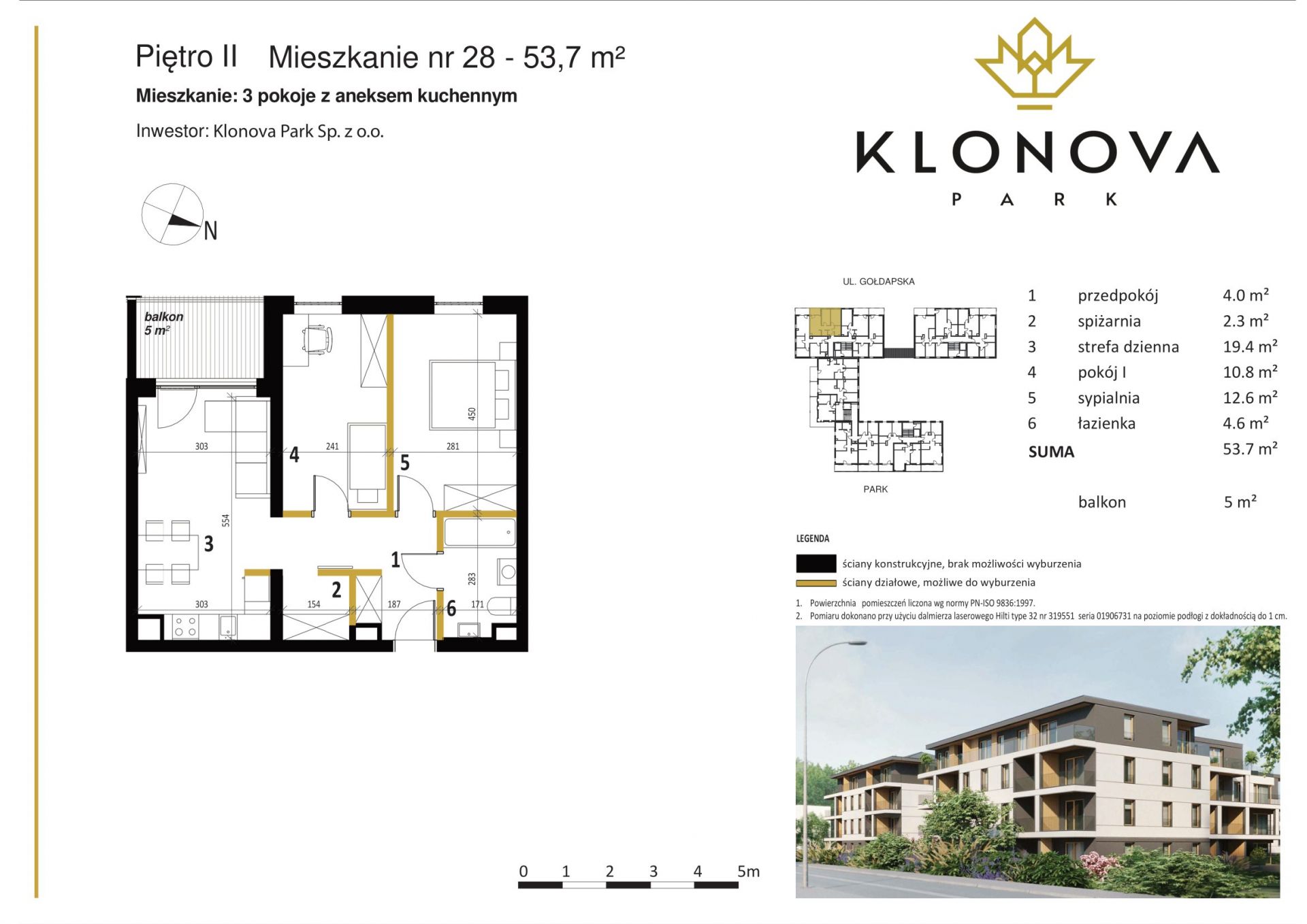 Apartamenty Klonova Park - Plan mieszkania 28 "pod klucz"