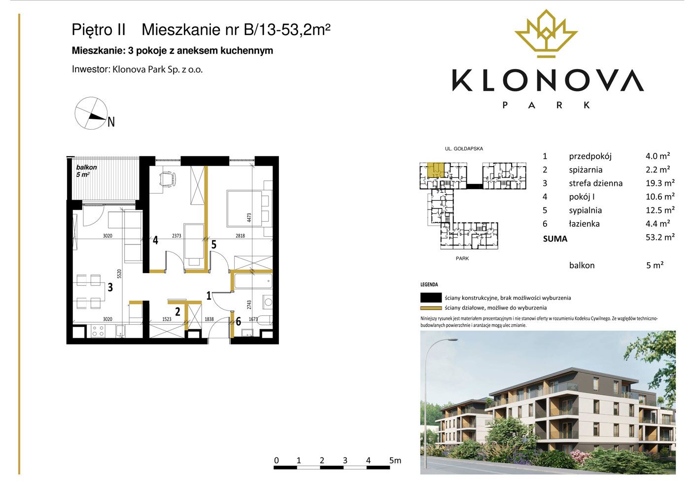 Apartamenty Klonova Park - Plan mieszkania B/13
