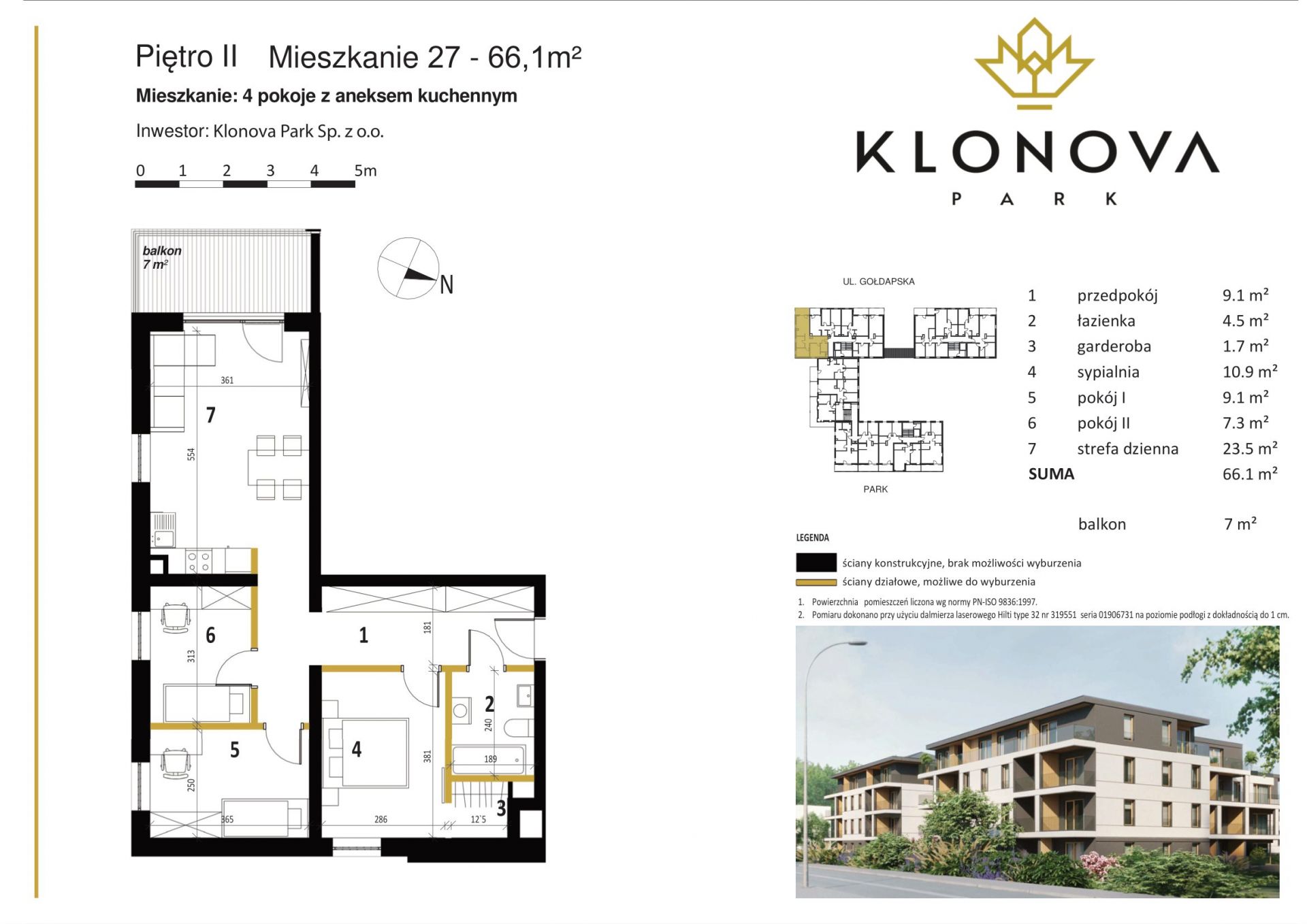 Apartamenty Klonova Park - Plan mieszkania 27 "pod klucz"
