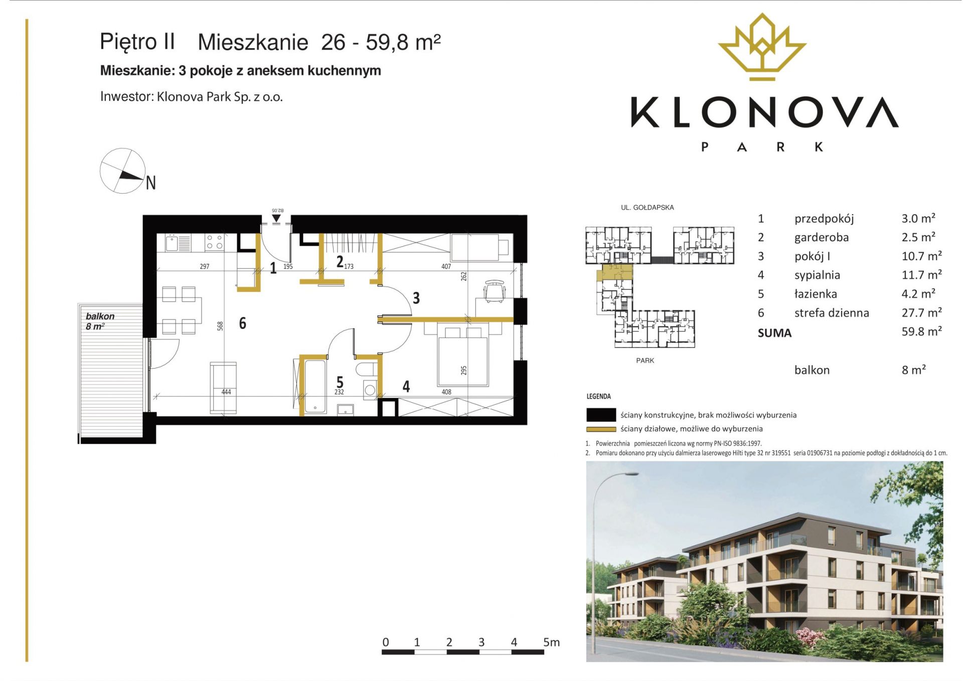 Apartamenty Klonova Park - Plan mieszkania 26 "pod klucz"