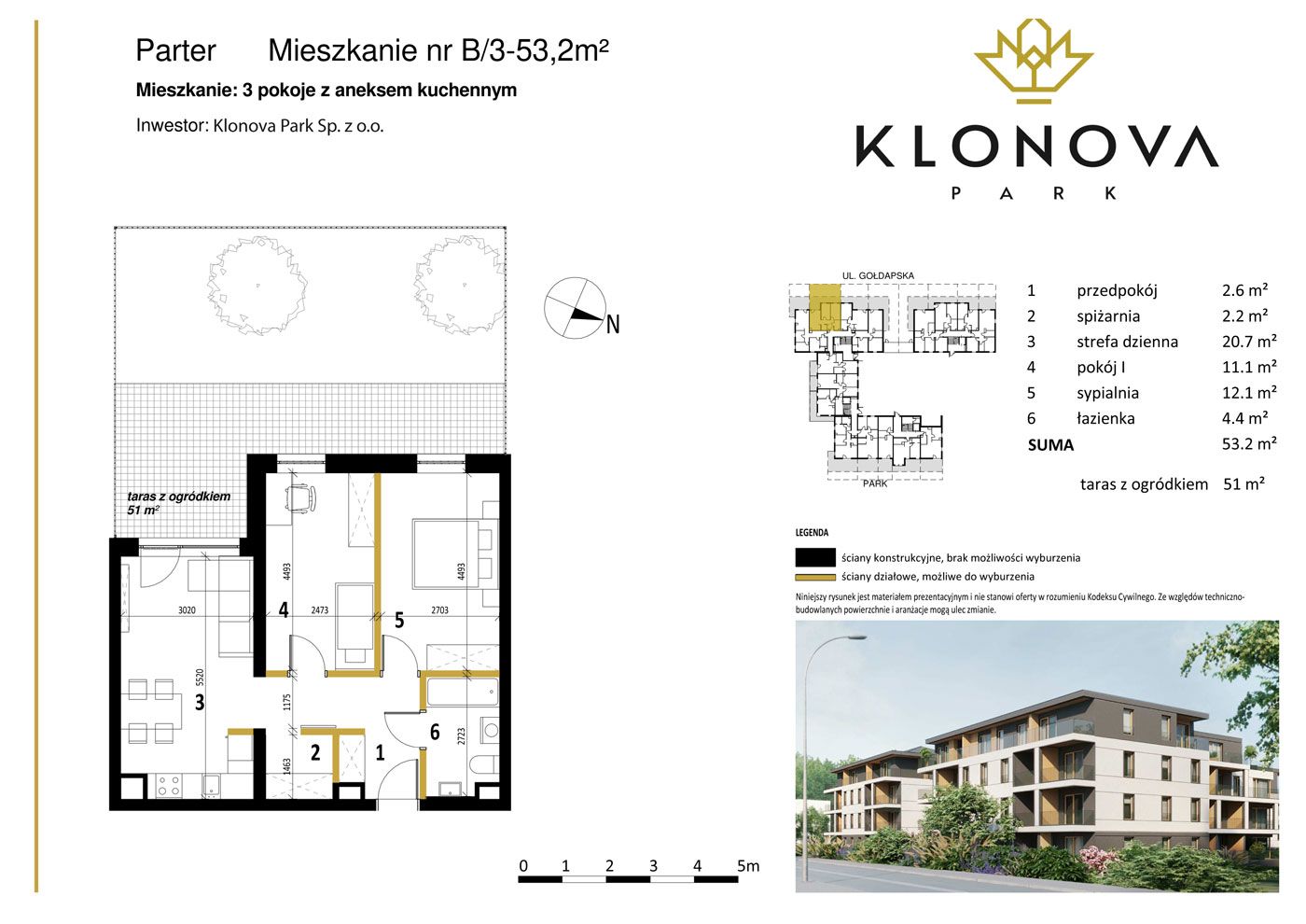 Apartamenty Klonova Park - Plan mieszkania B/3