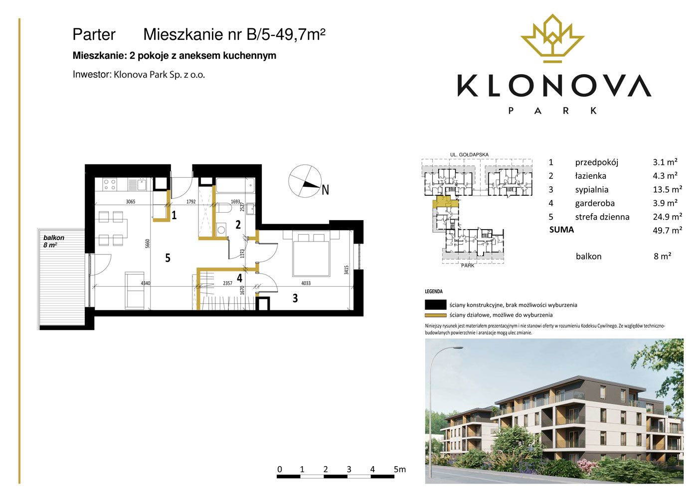 Apartamenty Klonova Park - Plan mieszkania B/5