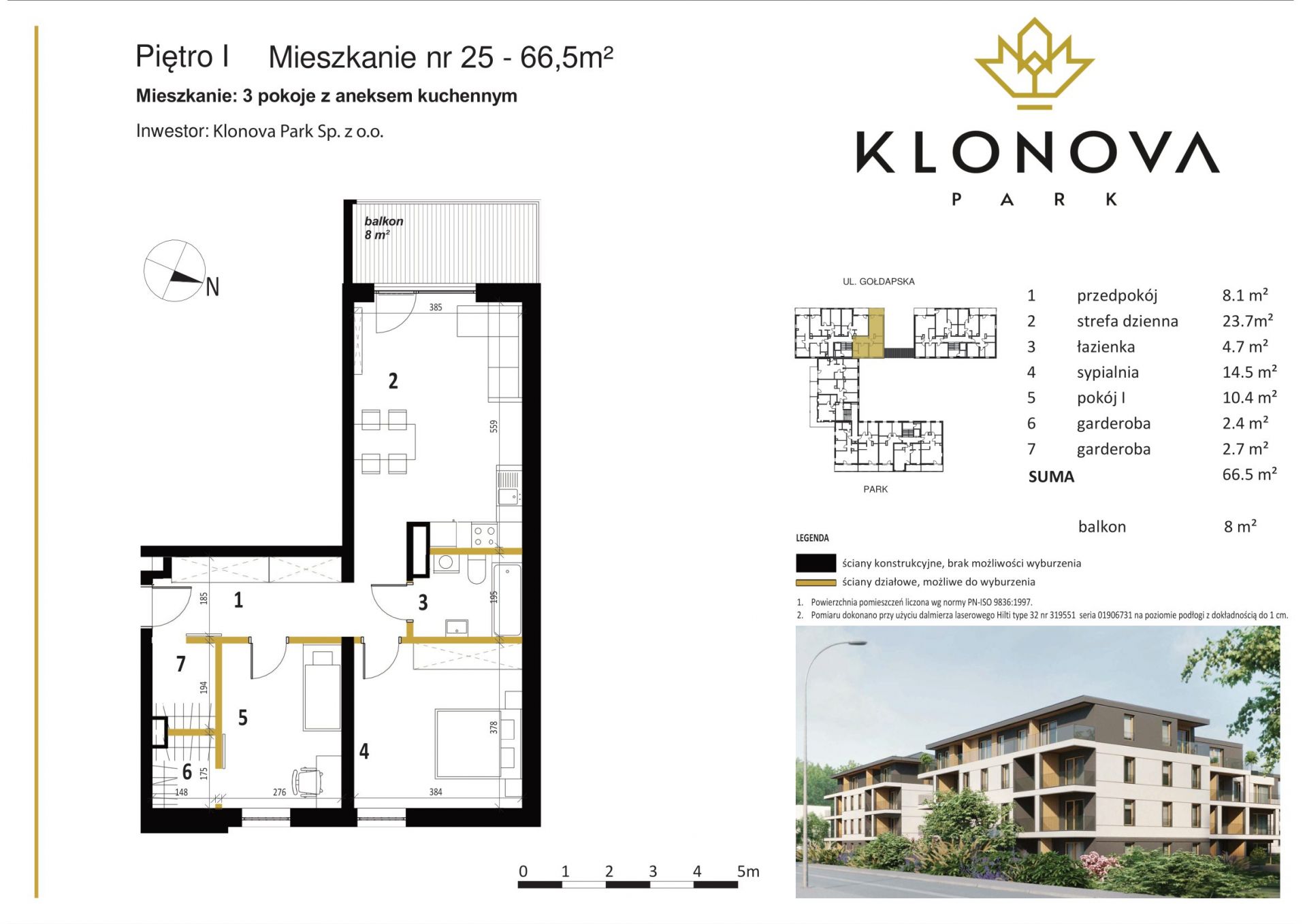 Apartamenty Klonova Park - Plan mieszkania 25 "pod klucz"