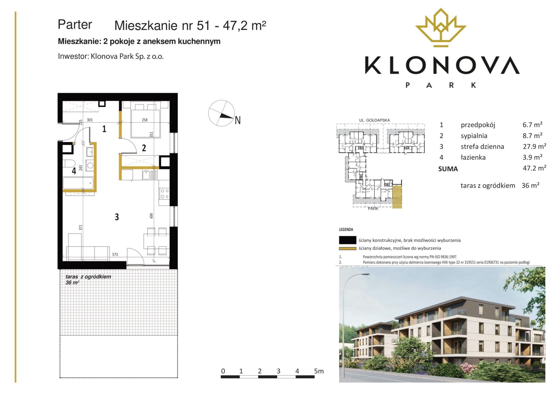 Apartamenty Klonova Park - Plan mieszkania 51 "pod klucz"